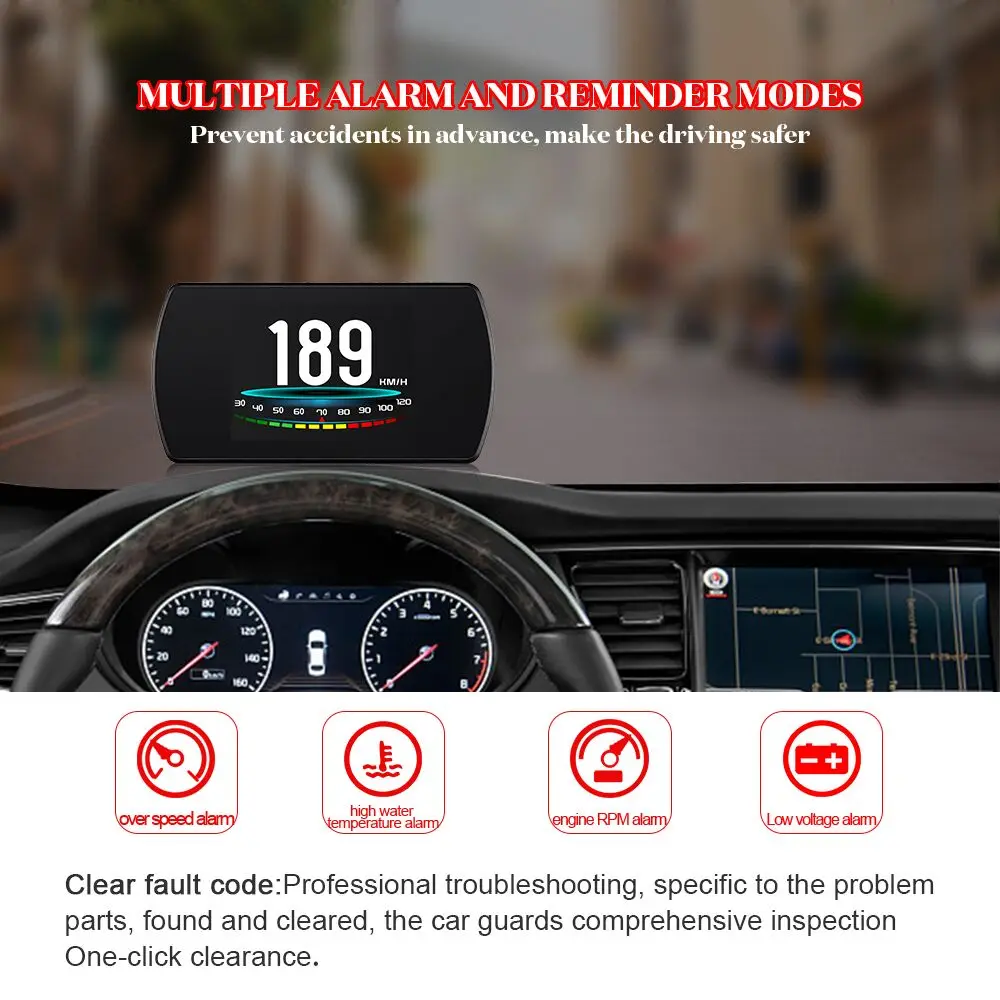 ڵ OBD2  OBD  HUD ڵ  , P12  ÷,  跮 TFT HD ÷, ӵ ð, RPM 