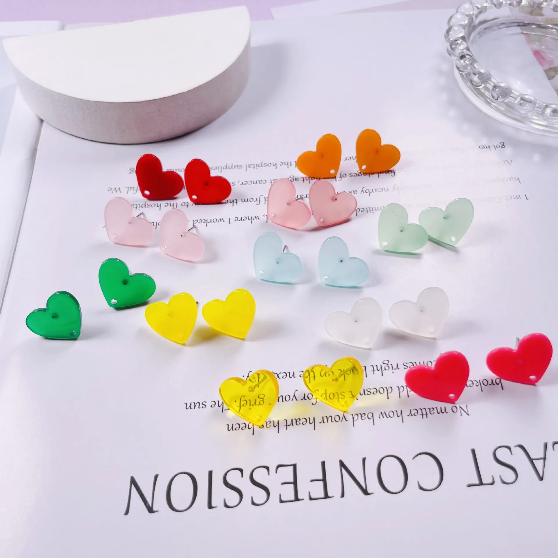 

Коннекторы для сережек в форме сердца, акриловые базовые серьги «сделай сам» в форме сердца, 10 шт., фурнитура для изготовления ювелирных изделий