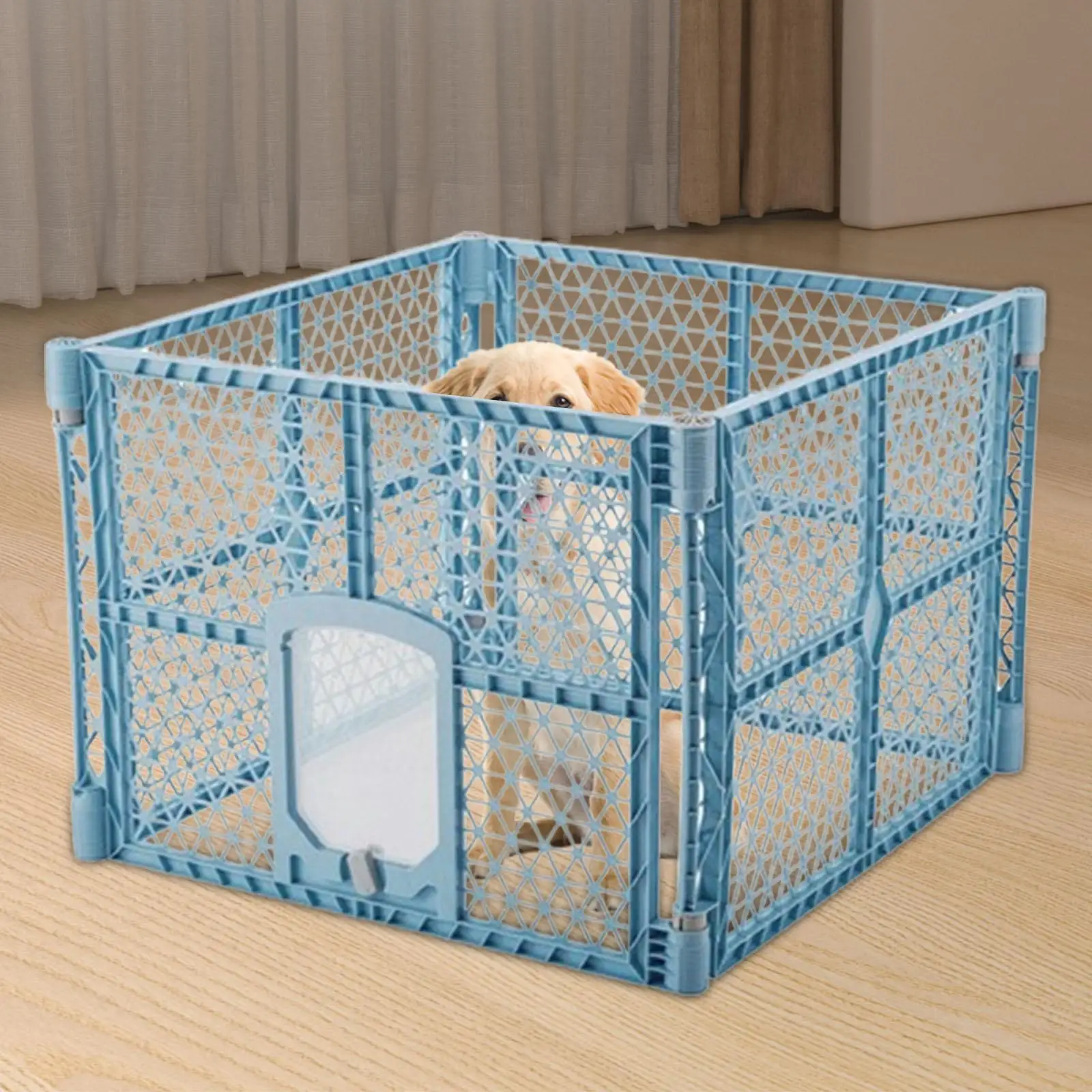 

Puppy Playpen Easy to Assemble Portable 4 Panels Lockable Pet Door Foldable