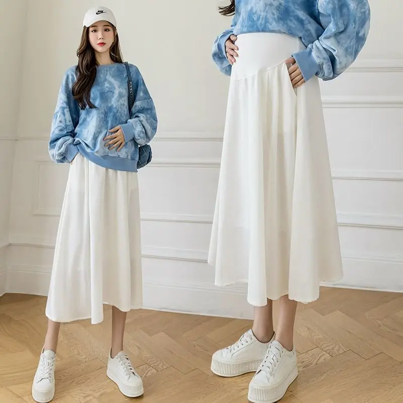 R63999# Pregnancy Thin Trendy Plus Size Loose Wide Leg Cropped Outerwear Summer Slim Casual Pregnant Skirt