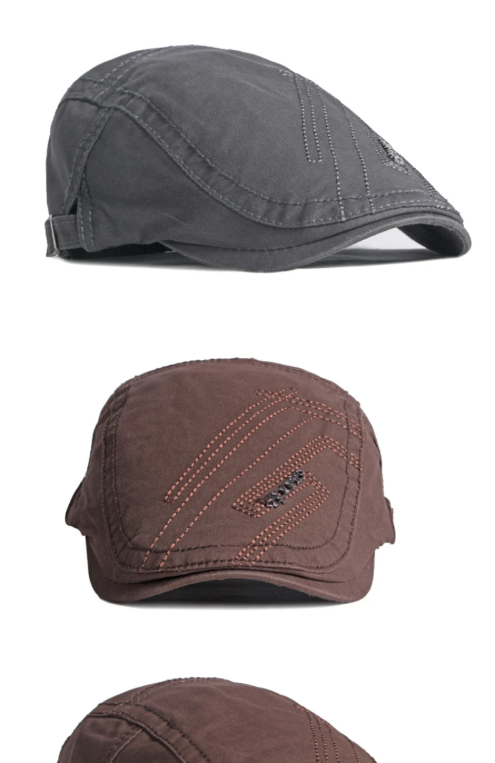 HT4651 Baskenmützen für Herren und Damen, Künstlermütze, Herren- und Damen-Baskenmütze, neue Frühlings- und Sommer-Flachmütze, 100 % Baumwolle, verstellbare Baskenmütze – Detail 7