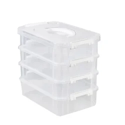 Transparent Stackable Storage Box with Moisture - Proof Grid and Easy - View Drawer (White)