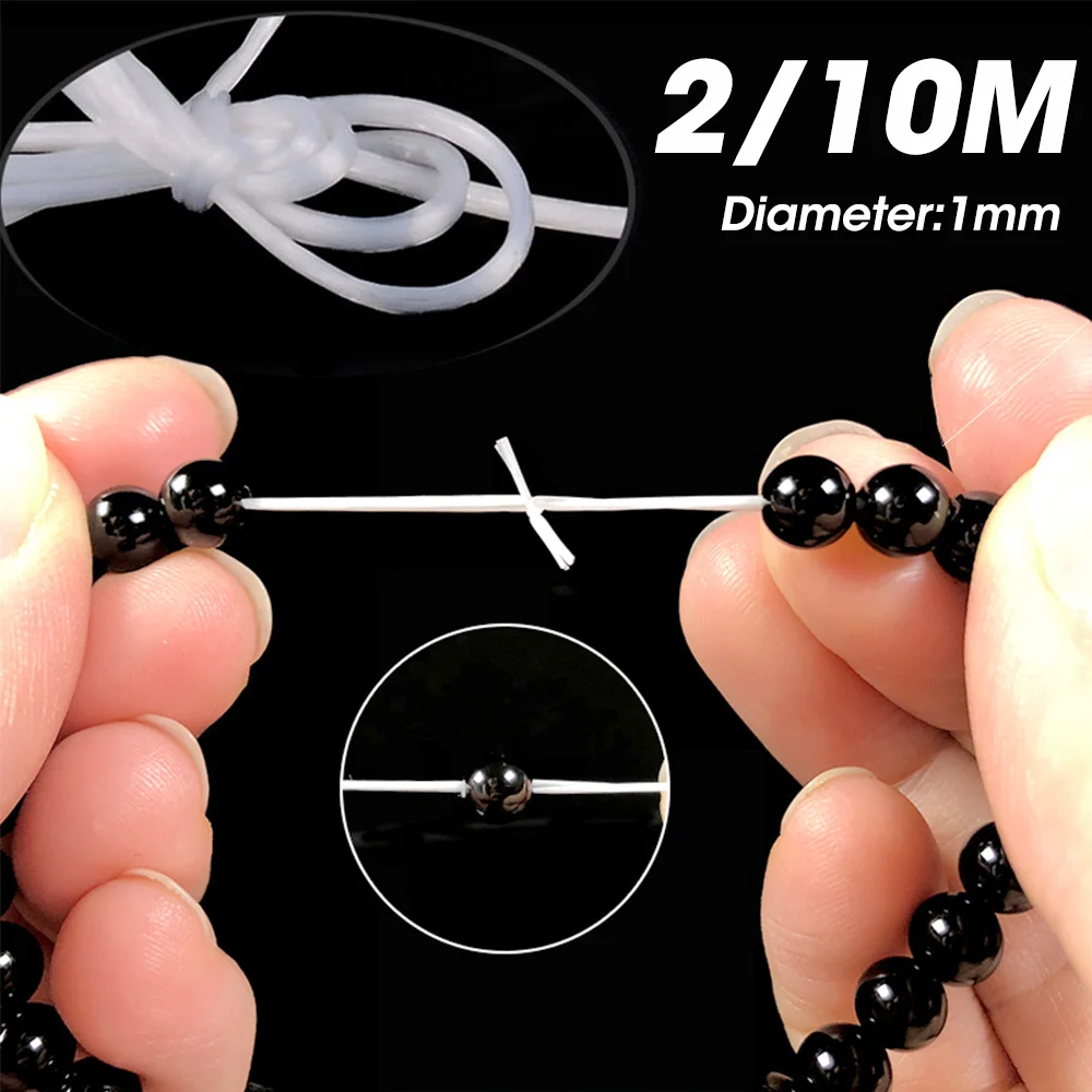 2/10M mocne elastyczne Crystal frezowanie przewód 1mm dla DIY kryształowy wyrób biżuterii bransoletka naszyjnik rozciągliwa biała nić ciąg