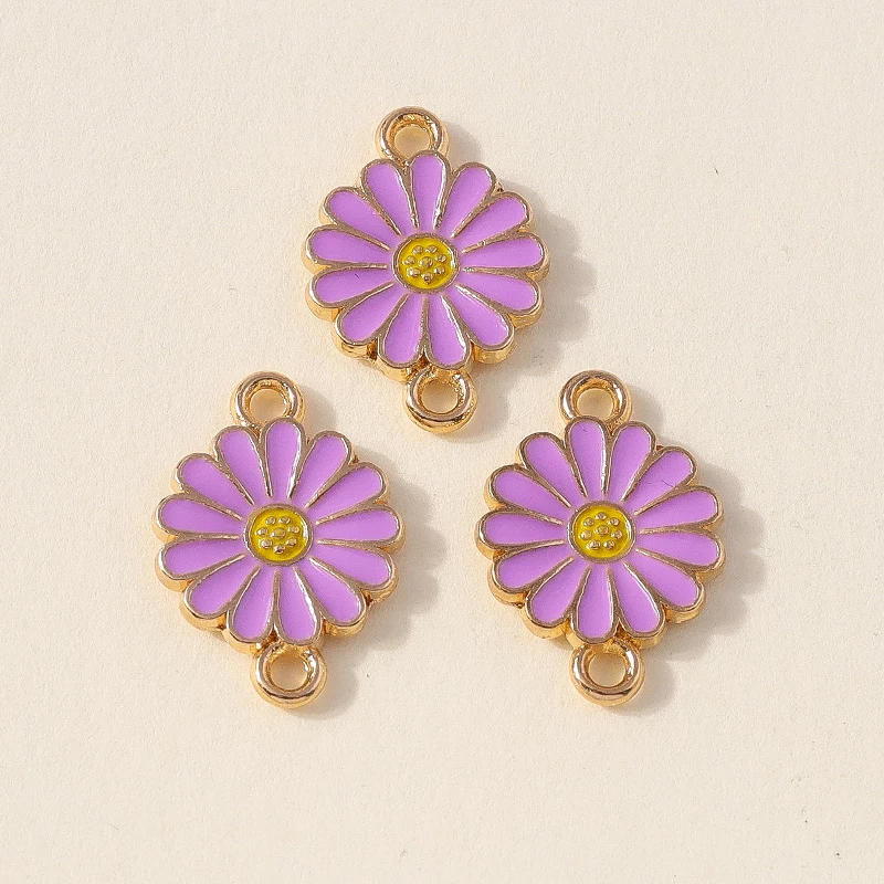 20 Stück 12 x 17 mm niedliche bunte Emaille-Blumen-Charms-Anschlüsse für Schmuckherstellung, DIY-Armbänder, Halsketten, handgefertigtes Bastelzubehör – Detail 7