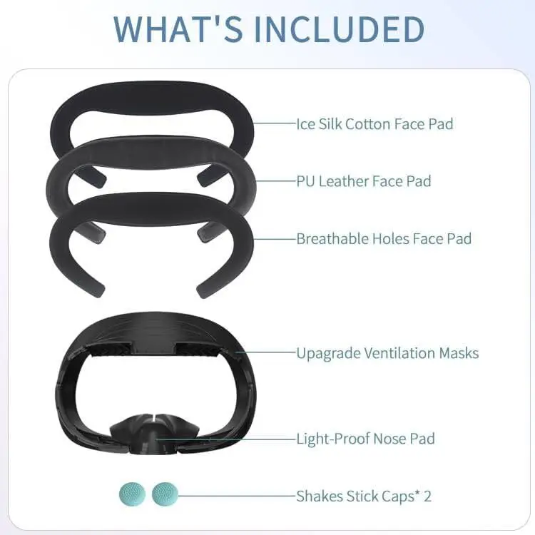Face Pad 3PCS Thickening Cooling PU Leather Cushion Mesh Cloth Pad For Oculus quest 3 VR Accessories Set VR Face Pad Facial Interface Cushion Pad