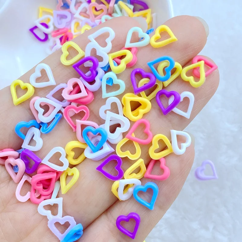 

100Pcs New Cute Resin 8mm Mini Macaron Color Heart-Shaped Flat Back Manicure Parts Embellishments For Hair Bows Accessories