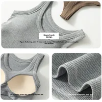 Camisole côtelée tout-en-un pour femme, col rond, soutien-gorge intégré, haut sans manches pour un usage quotidien décontracté, vêtements de mode coréenne Y2k 4