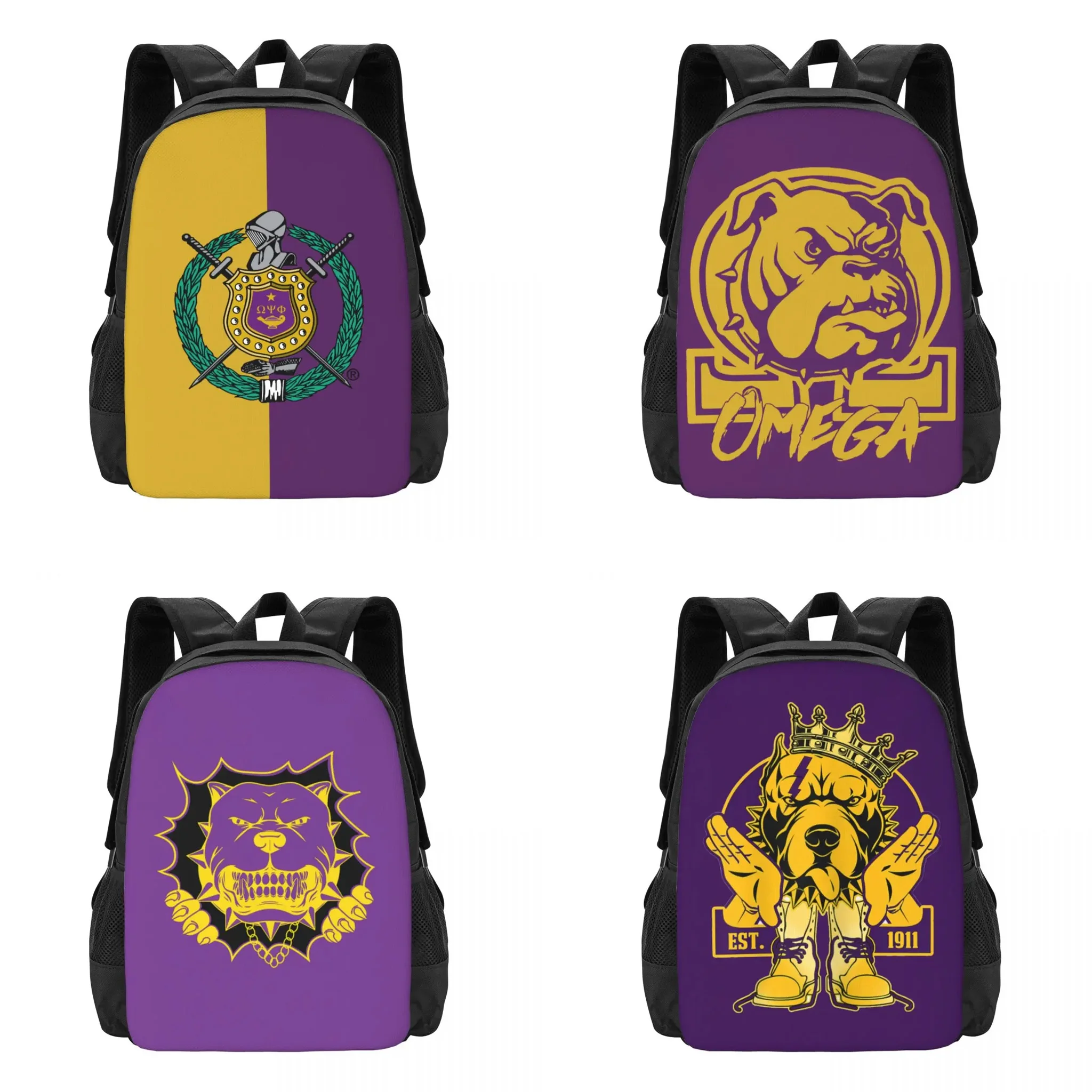 Omega Fraternity Psi Phi OPP Travel Laptop Backpack, Business College School Computer Bag Gift for Men & Women