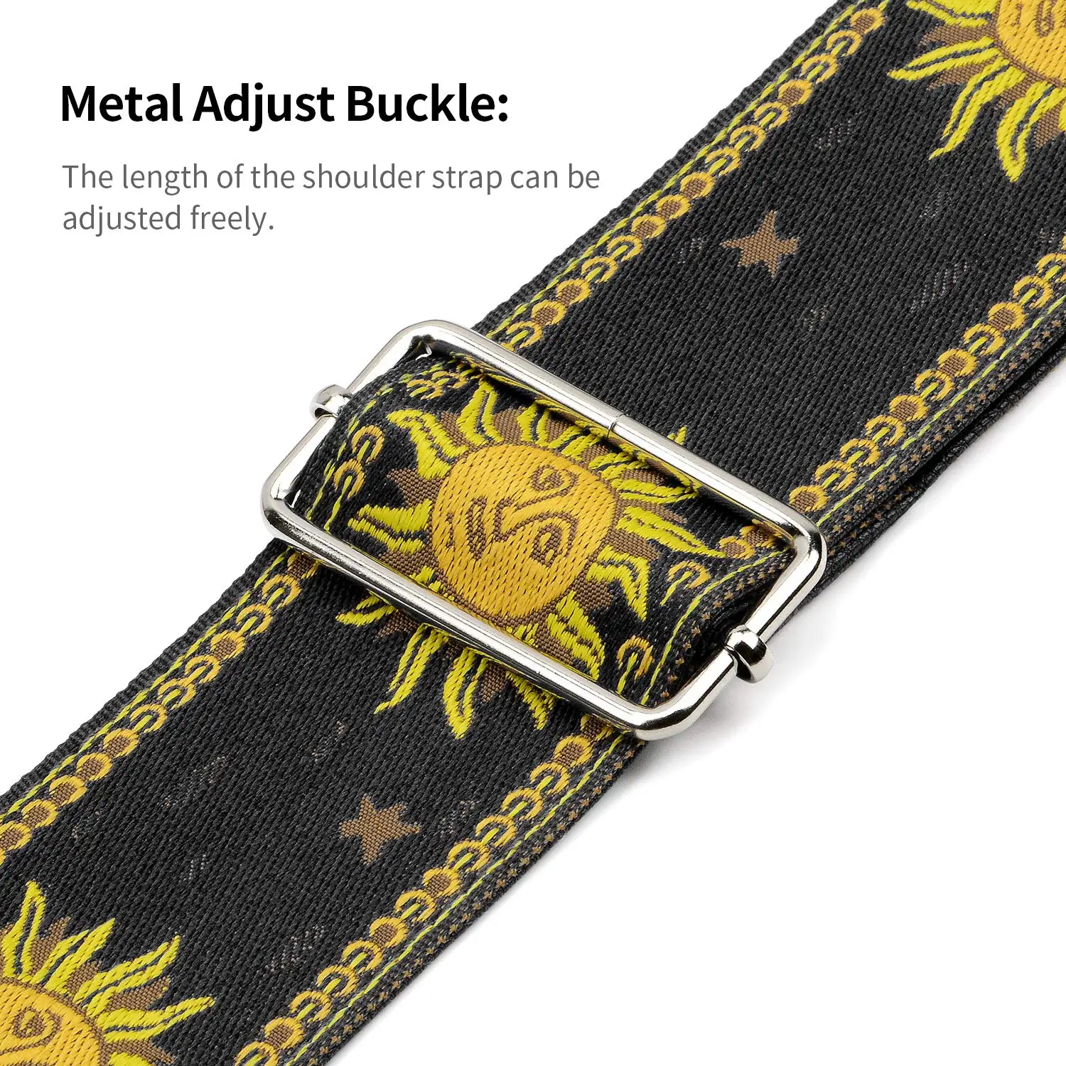 Sunburst Jacquard Weave Guitar Strap with Premium Leather Ends