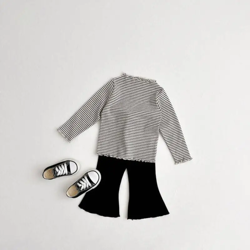 여아 베이스 레이어 긴팔 상의 봄 가을 하이넥 풀오버 편안한 한국 스타일 유행하는 4-8세 아동복