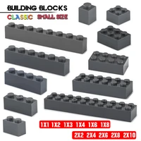 Building block 1X1 1X6 2X6 2X8 hole dark grey brick basic accessories education creativity compatible brand building block toy 2