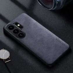 Premium Luxury Leather Phone Case - Retro Business Style Solid Color Cover - Galaxy S26 Ultra (GRAY)