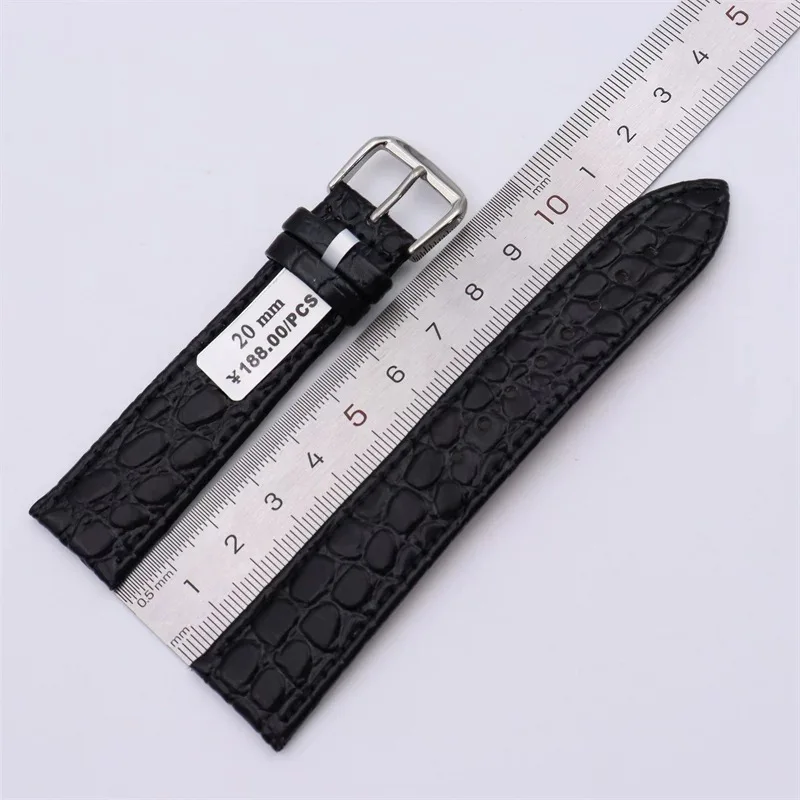 Elegant Genuine Leather Watch Strap with Pin Buckle - Premium Cowhide Bracelet