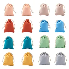 

40Pcs 8 Colors Polycotton Canvas Packing Pouches Natural Cotton Drawstring Bags For Wedding Party Christmas Gift Bags 12x9cm