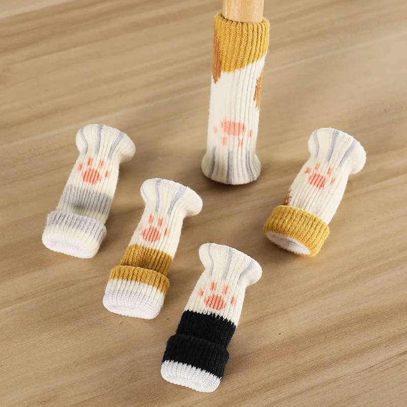 Xsorter Chair Socks 24-Pack - Knitted Bear Leg Protectors For Furniture, Floor Scratch Protection, 4.5" Tall