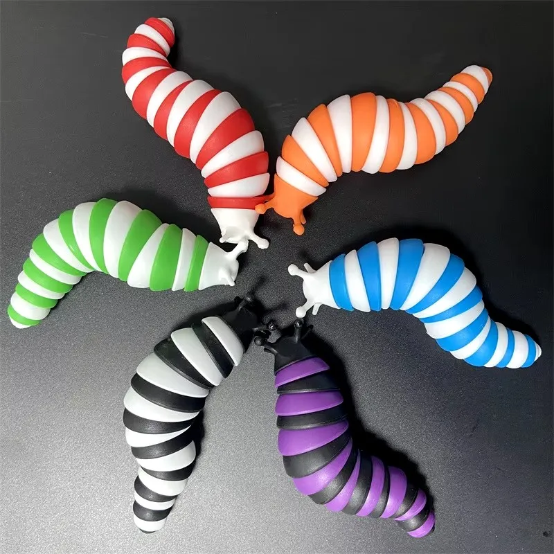 Colorful Slug Snail Toy Articulated Flexible 3D Slug Fidget Toy All Ages Relief Anti-Anxiety Sensory Toys for Children 4