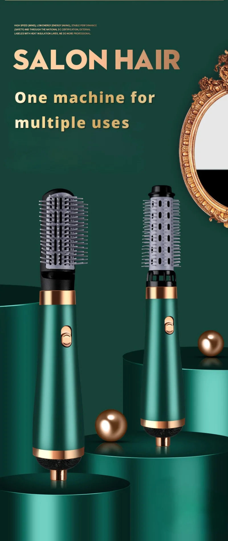 Description Picture 3 of itemHair Dryer Brush 3 in 1 Multifunctional Hair Blower Comb Negative Ion Hair Fluffy Hot Air Brush Comb Straight Curling Iron Tools