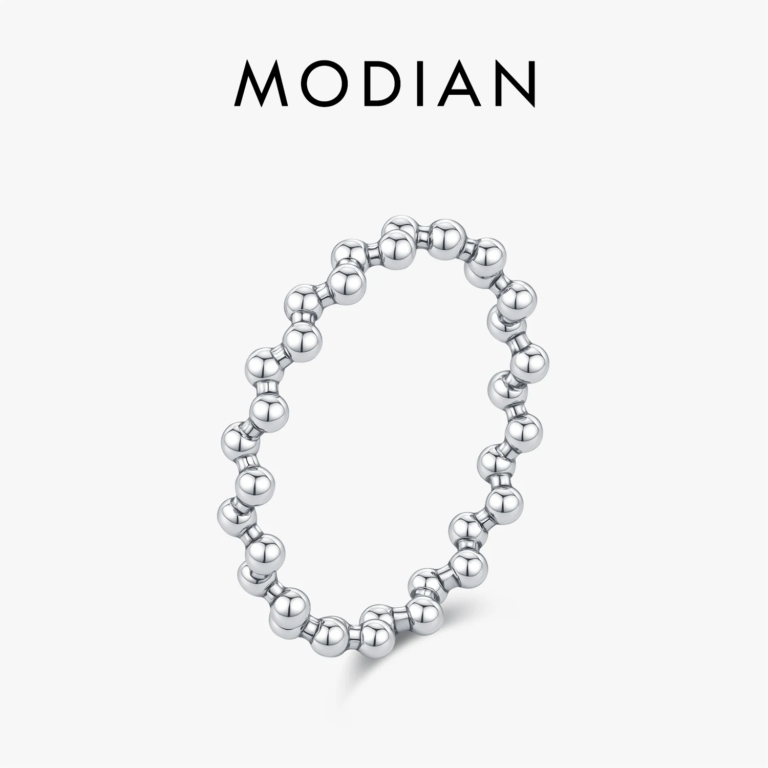 MODIAN 925 Sterling Silver Vintage Irregular Beads Rings Daily Stackable Wear Finger Rings For Women Fine Jewelry Gifts