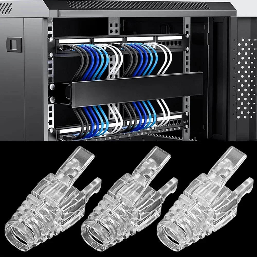 1-100Pcs 투명 RJ45 이더넷 케이블 커넥터 커버 표준 CAT6 CAT5 LAN 코드 부트 슬리브 용 스트레인 릴리프 부츠 커버