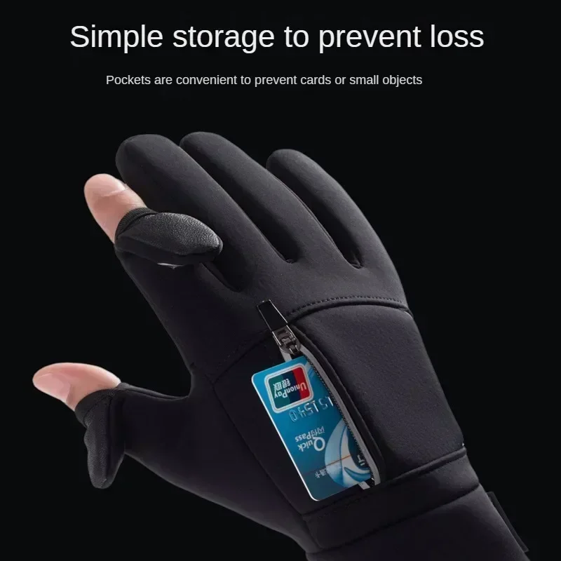 Fishing Gloves fishing gloves For Men Women Winter Waterproof Windproof 2 Finger Flip Warm Protection Fish Angling