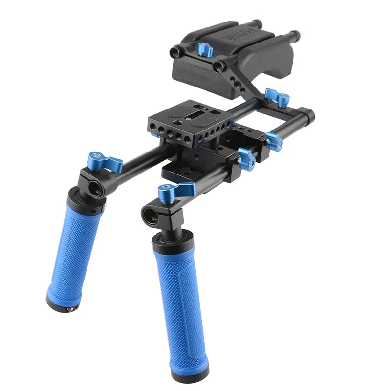 Dual Handgrip Shoulder Mount Support Rig Kit With Z-Shape Bracket for DSLR Camer