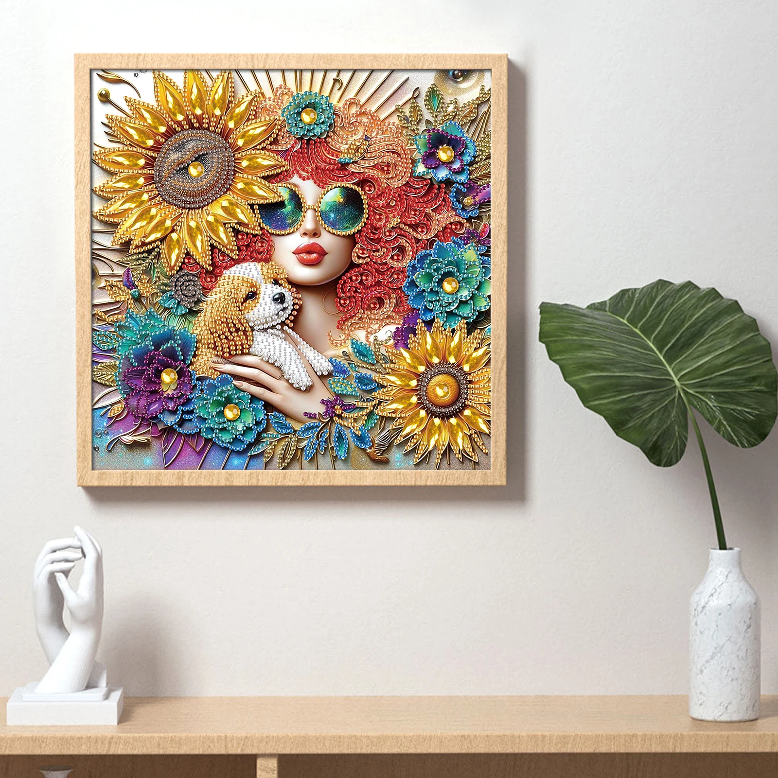 Diamond Painting Diamond Art Painting Kit Diamond Painting Set DIY Girl and Flowerrs 5D Special Shape Diamond Art Kits for Beginners Diamond Art Painting Kits for Home Wall Decoration Gift