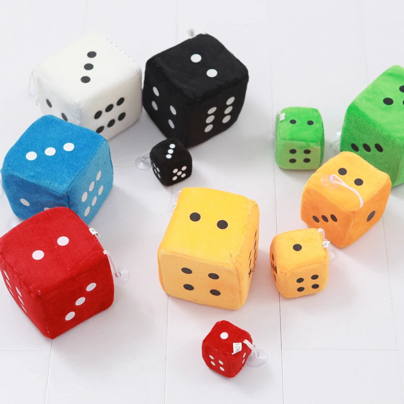 Kawaii Dice Key Chain Plush Devil's Bones Play Games Toy Sucker Pendant Cartoon Dice Creative High-Quality Gifts for Childrens