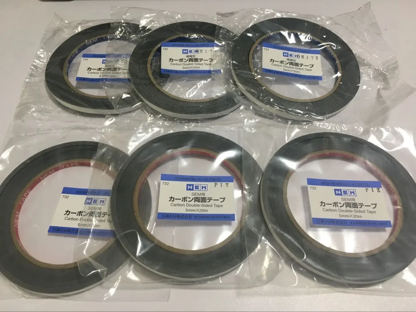 일본 수입 SEM 탄소 전도성 테이프 전자 현미경, 닛신 양면 5mm 8mm 12mm x 20m