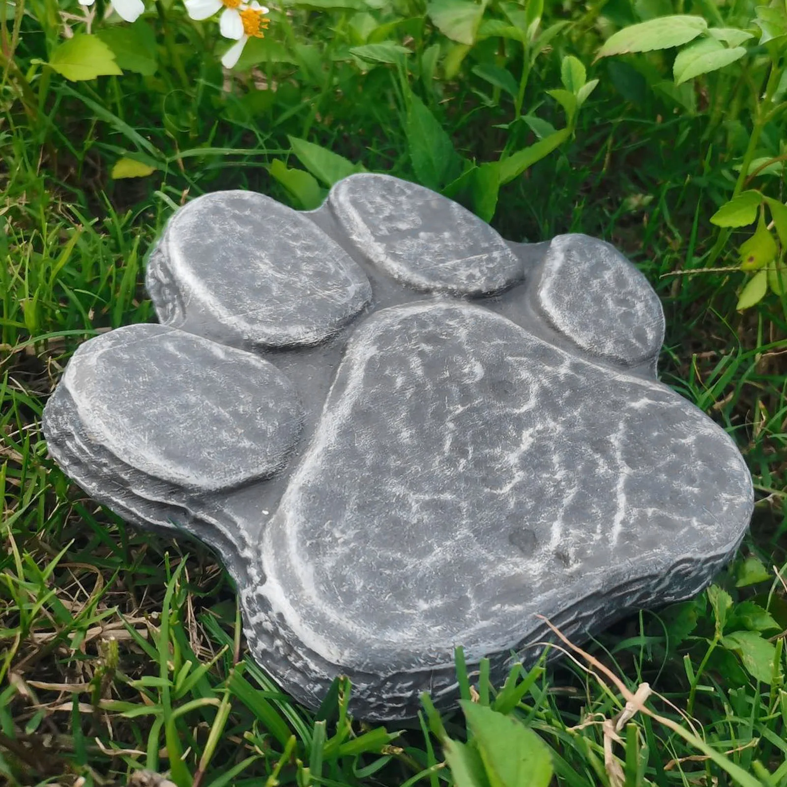 Dog Pawprint Memorial Stone DIY Lettering Dog Grave Marker Pet Monument for Outdoor Lawn Patio