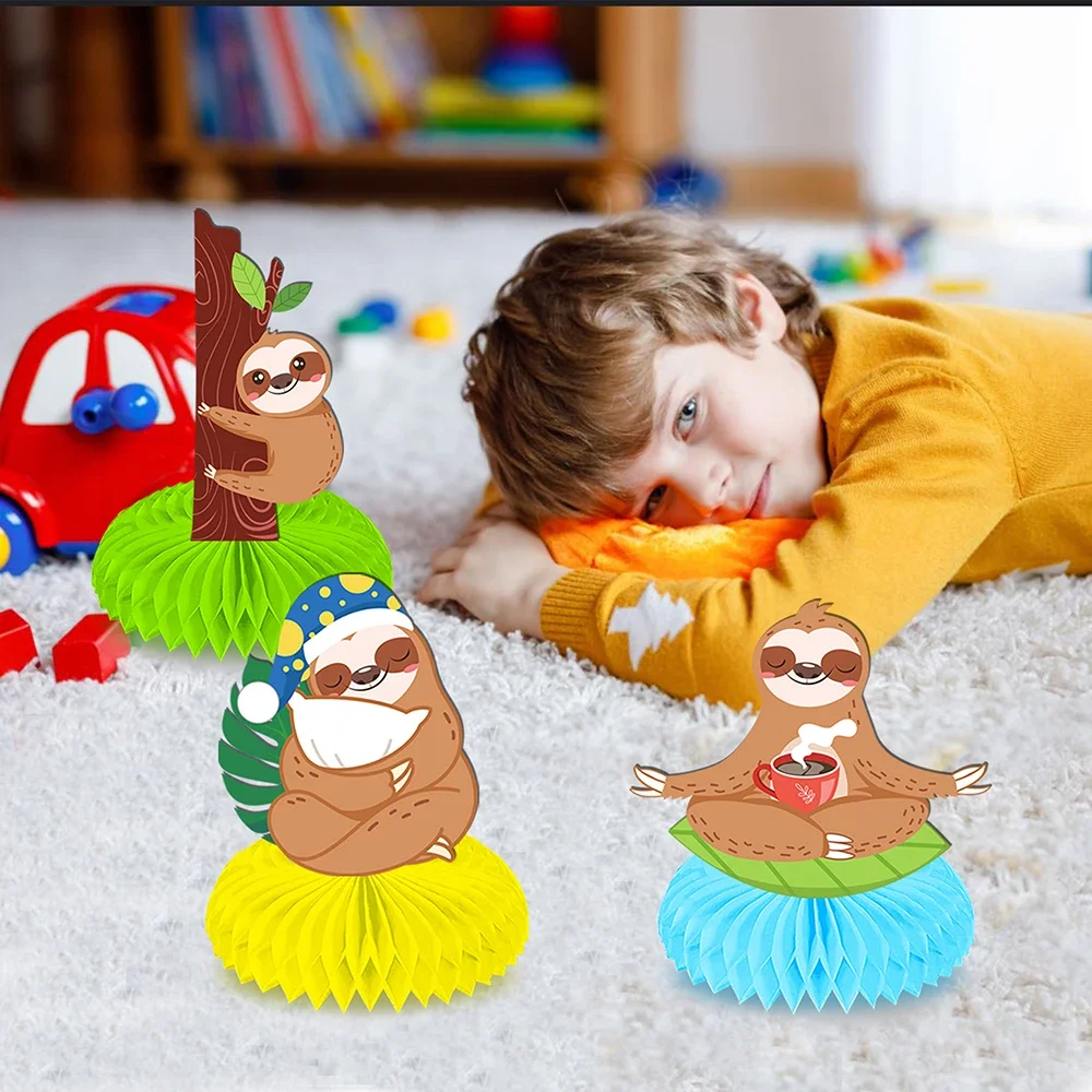 Description Picture 5 of itemCartoon Animals Sloth Jungle Birthday Party Disposable Tableware Sets Banner Backdrops Wild ONE Baby Shower Party Decorations