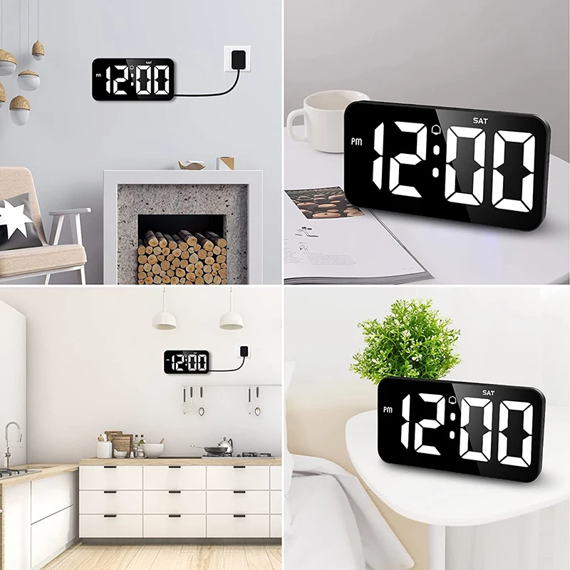 Large LED Digital Alarm Clock with 10.8 Display - Modern Wall & Desk Timepiece for Bedroom and Home Decor by NIDITON