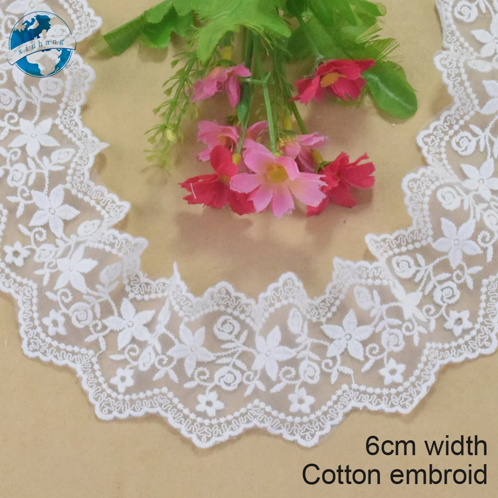 6 cm Breite Baumwolle Stickerei Mesh Spitze Band Guipure Trim Stoff Stricken DIY Vorhang Kleidungsstück Hochzeit Kleider Zubehör # 3086 – Detail 2