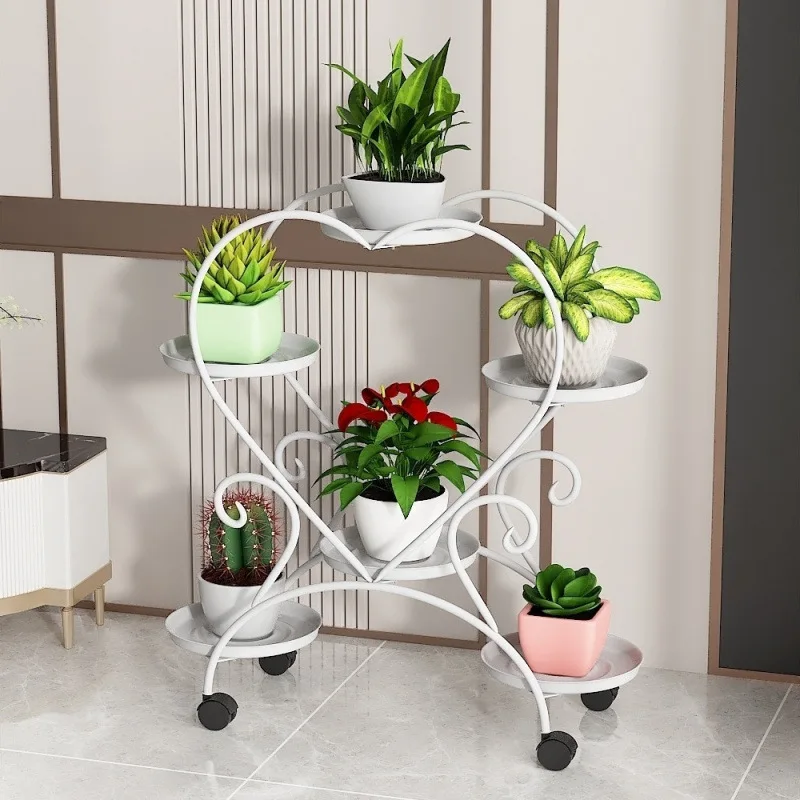 Metal Plant Stand 6 Pots Flower Pot Display Rack Planter Shelves Indoor Storage Shelf For Home Balcony Living Room Patio Garden