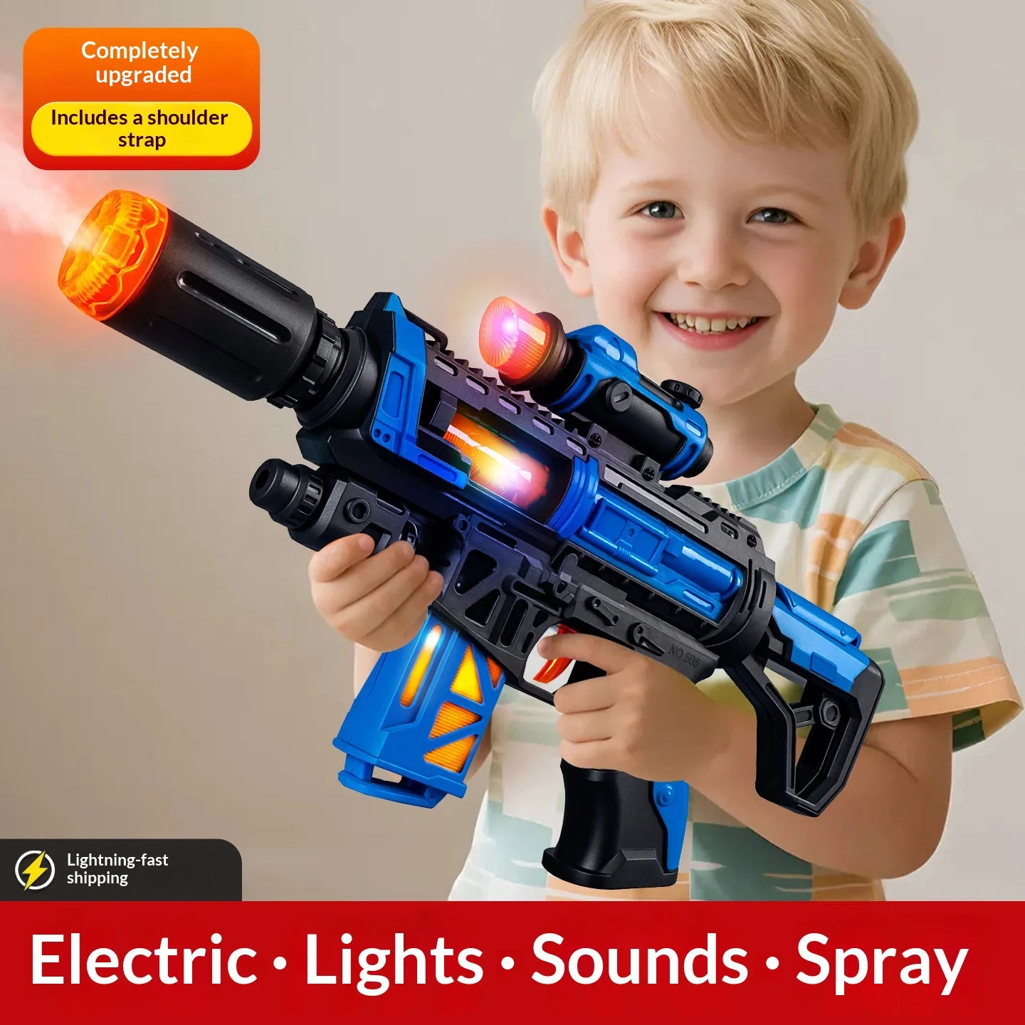 위장 전동 장난감 총, 소리와 빛 효과, 멋진 스프레이 기관총, 음악과 조명이 ..