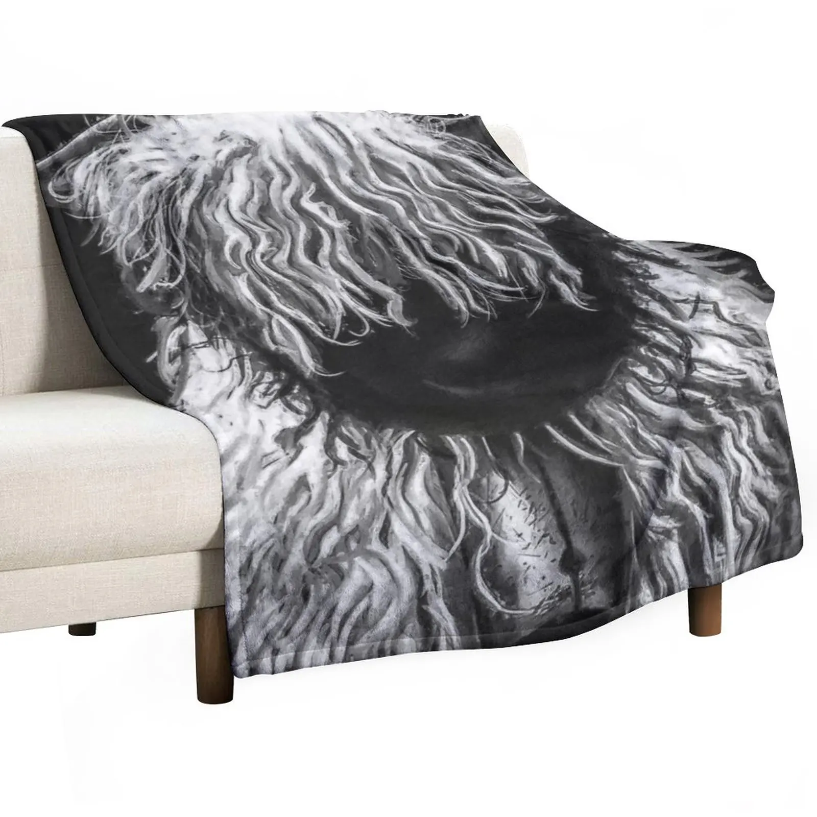 

Black And White Swiss Valais Blacknose Sheep, FluffyValais Blacknose Sheep Art, Cute Swiss Sheep Farm Animal Portr Throw Blanket
