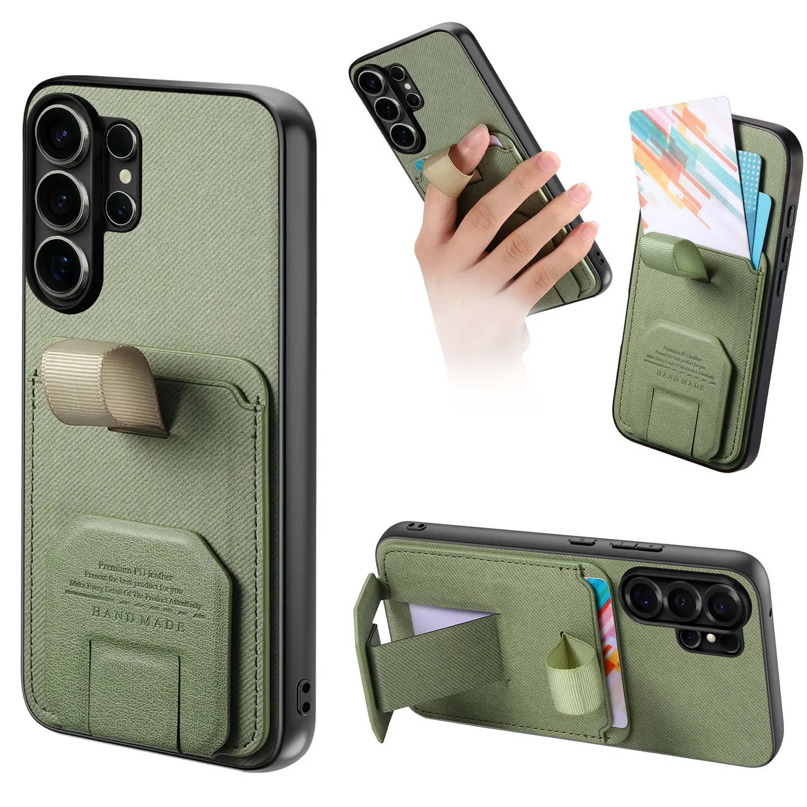 Luxury Wristband Holder Card Slot Phone Case with Stand and Anti-Drop Features