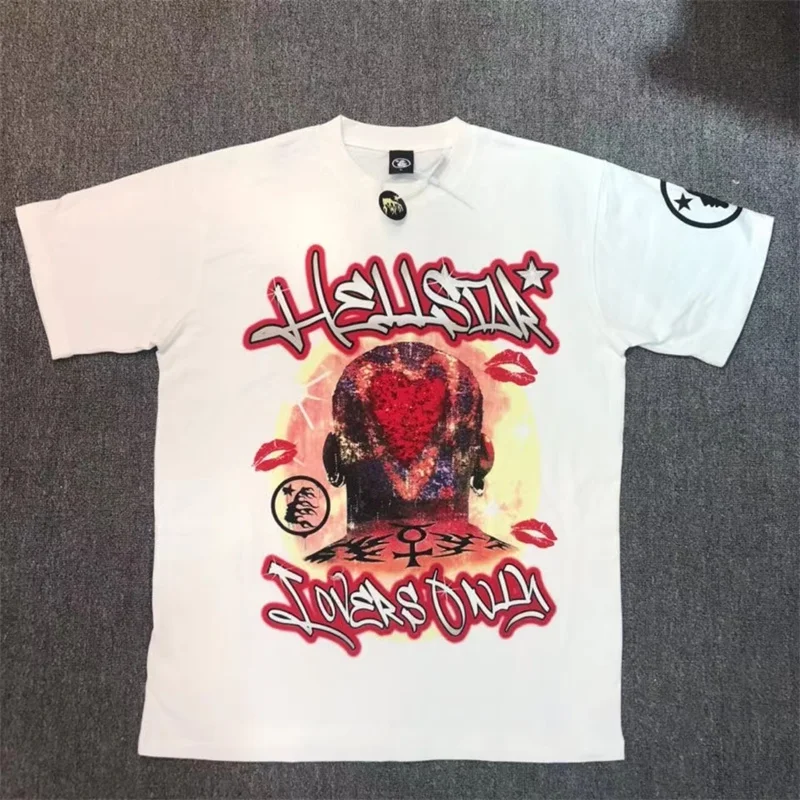 

Очень большая хлопковая Футболка Hellstar с принтом красных букв для улицы 1:1 мужские и женские спортивные футболки с коротким рукавом