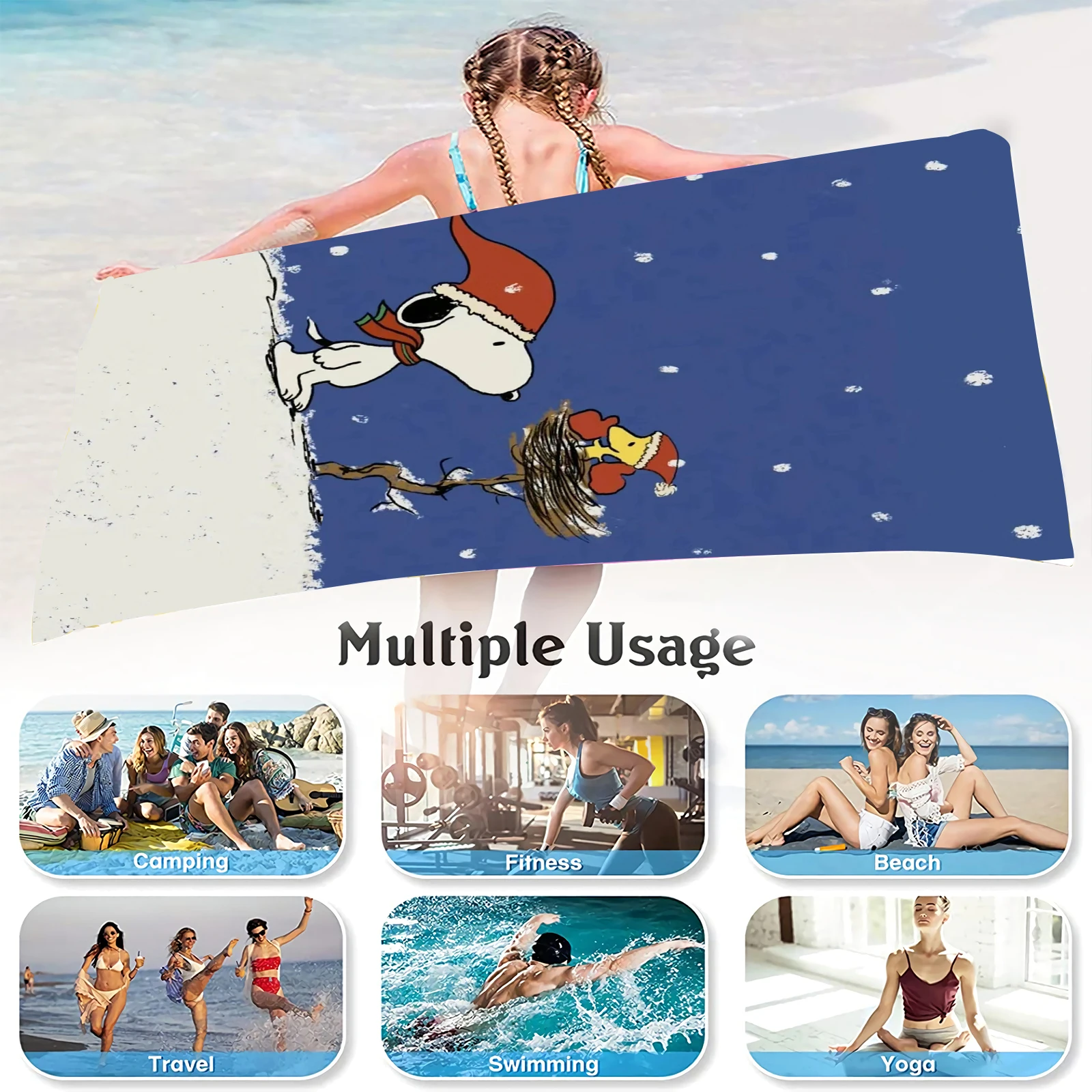 Snoopy Cute Room Decor For Beach Towels Shower Towel Sauna Travel Spa Microfiber Quick Dry Gym Accessories 3