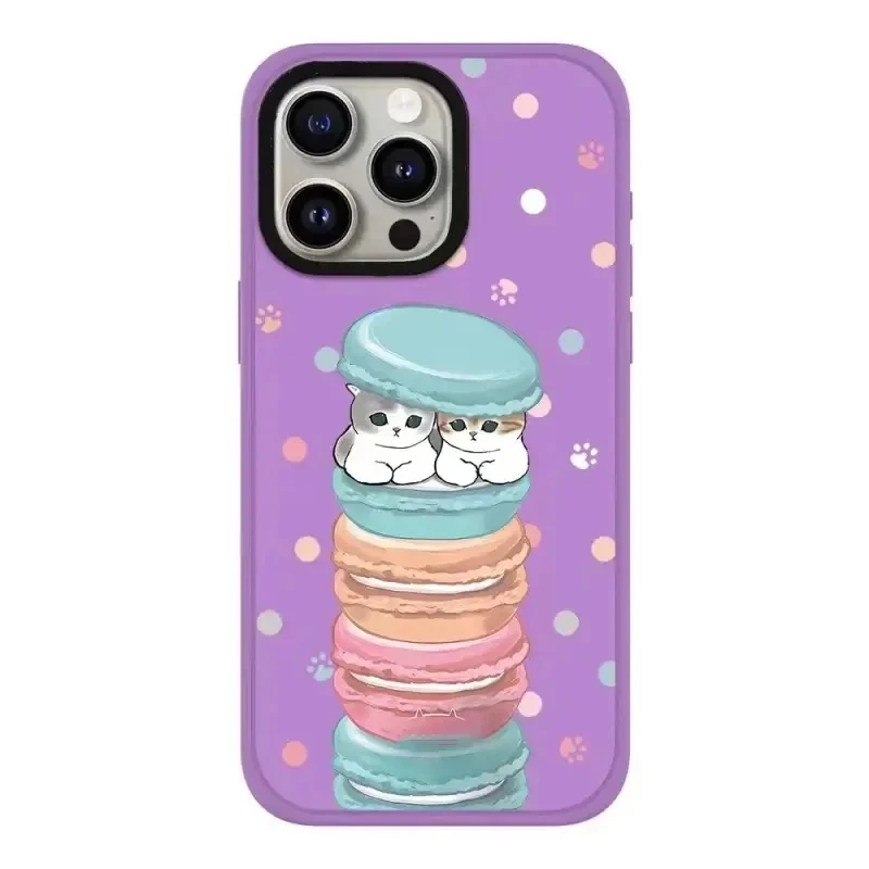 

Cat Dessert Frosted Pattern iPhone 13 14 15 Pro Max Protective Case