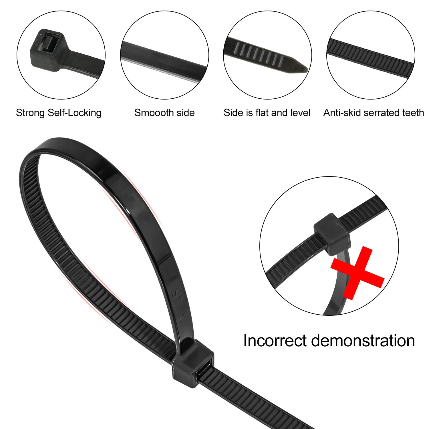 Multicolor Self-Locking Nylon Cable Ties – 100 Pack