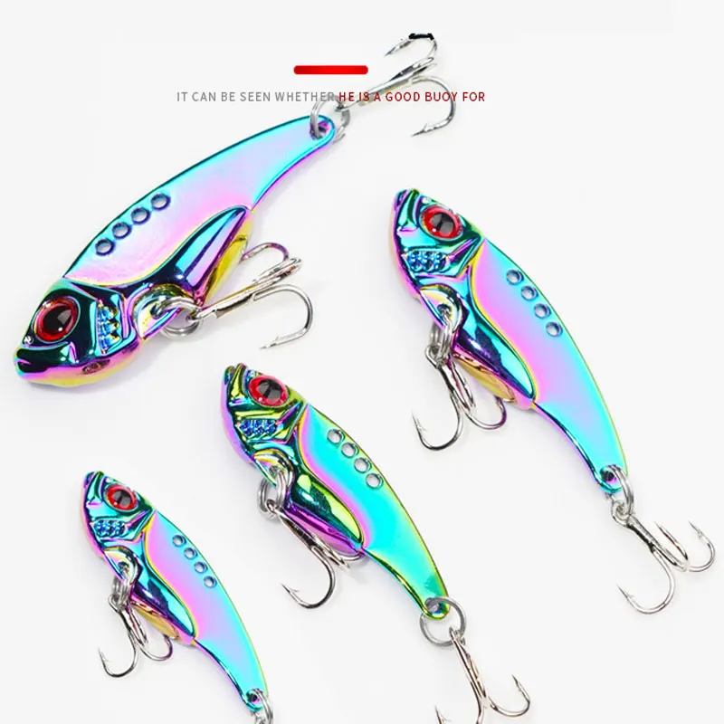 

AS VIB Metal Lure Fishing Spoon Lures 3g7g10g15g Sequins Noise Paillette Artificial Bait with Treble Hooks Fishing Tackle