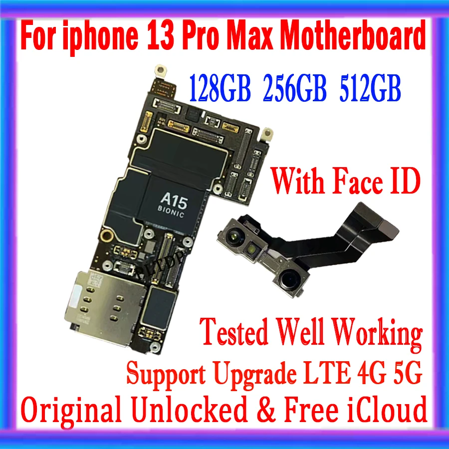 

With IOS System Update For iPhone 13 Pro Max Motherboard No ID Account Logic Board 128GB 256GB Test Well Working Unlocked Plate