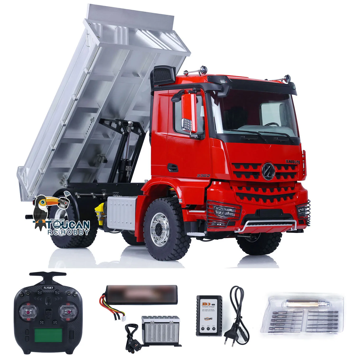 Kabolite 1/14 4x4 Metal Hydraulic RC Dumper Painted Tipper K3362 With Sound System Motor ESC Servo Flysky FS-ST8 radio Controll 3