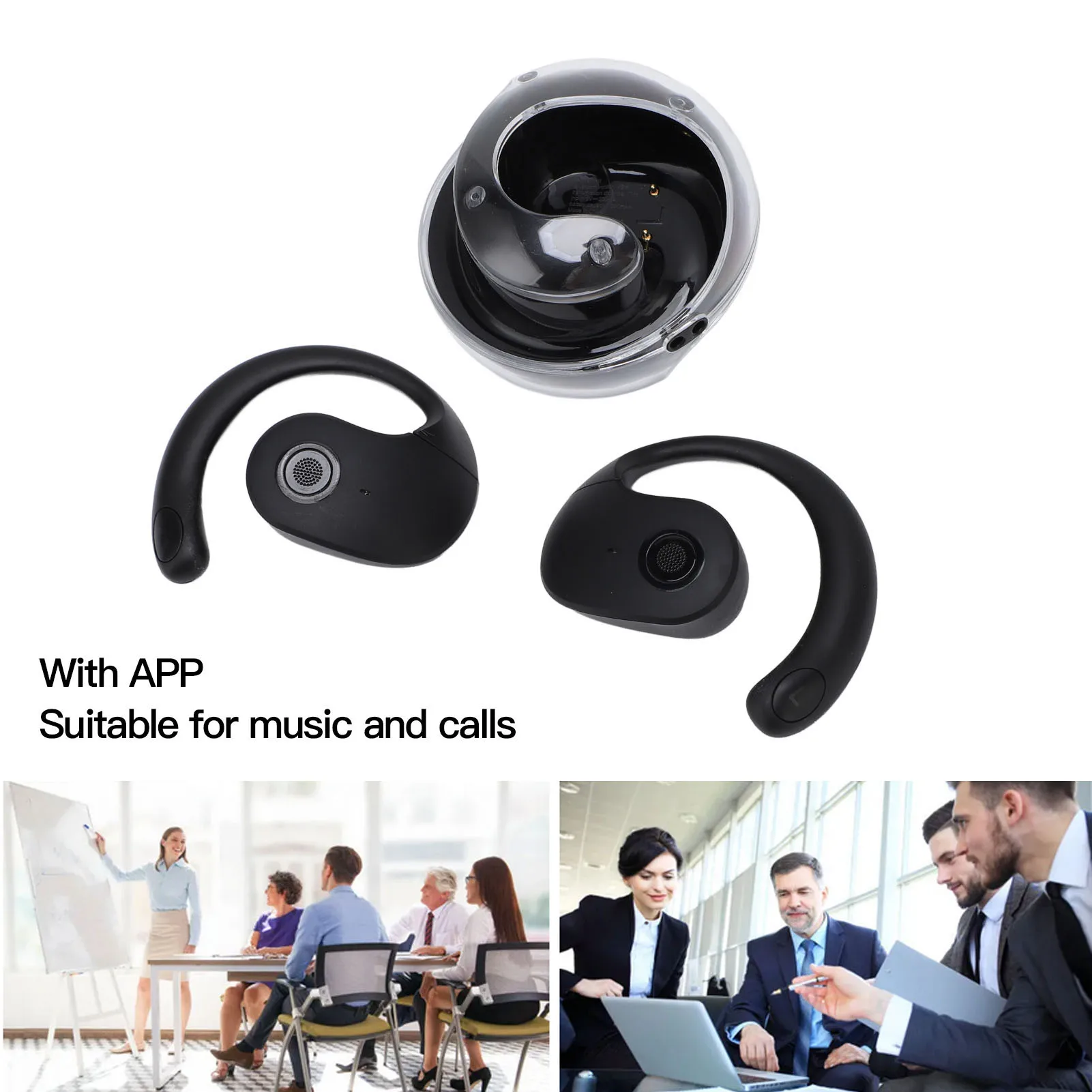 Wireless Bluetooth AI Real-time Language Translation Earphones 144 Language Ear Hanging Headphone Translator for Travel Business