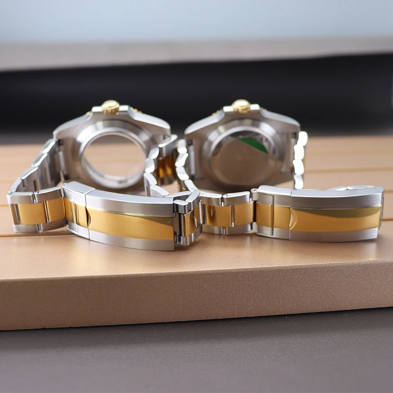 Heißer Verkauf Gold 40mm Hohe Qualität Uhr Fällen Für nh35 NH36 miyota8215 eta2824 Bewegung Schiebe Schnalle Uhrenarmbänder teile 28,5mm Zifferblatt – Detail 8