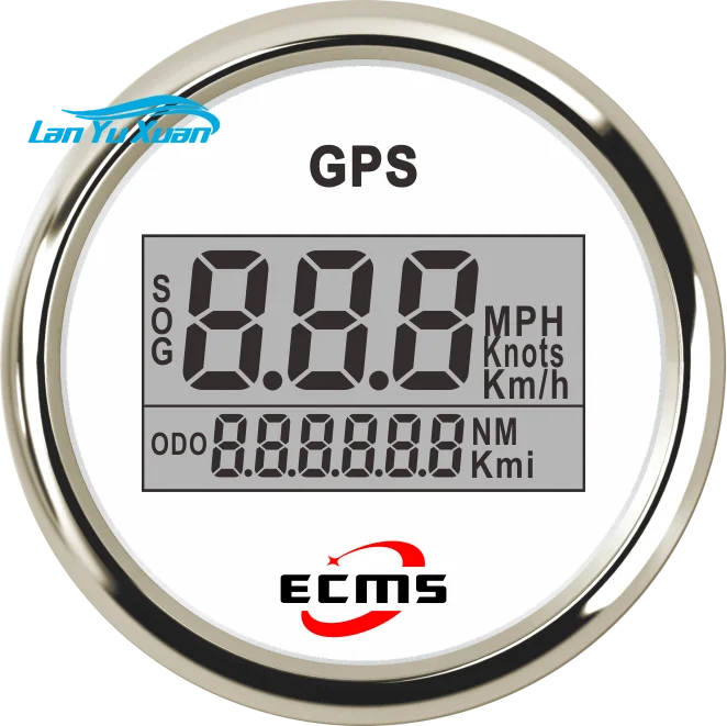 Marine Boat Auto GPS Digital Speedometer Odometer Gauge MPH KMH Knots 52mm 316L