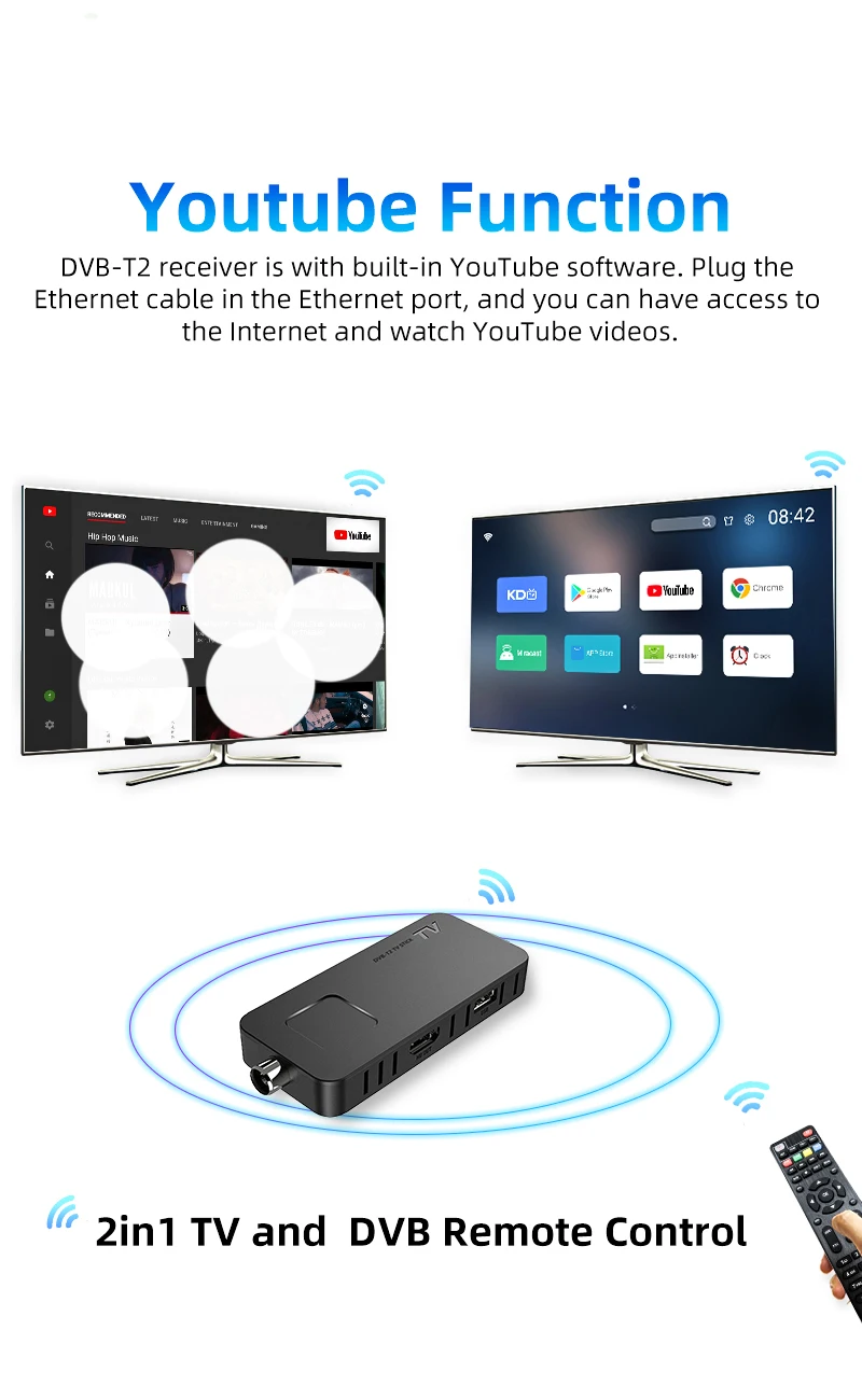 Europa h.265 hevc DVB-T2 sintonizador dvb-c pvr de alta definição