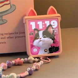 Cute Pink Ears Candy Bracelet Hinge Case - Moto Razr Plus 2025 (Pink)