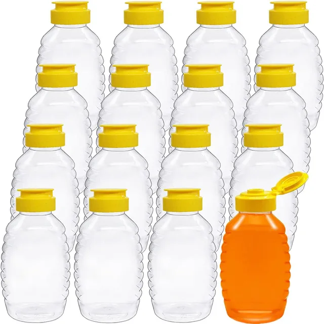 8oz Clear Plastic Honey Bottles,Squeeze Honey Bottle Container Holder with Flip Lid for Storing and Dispensing honey jar