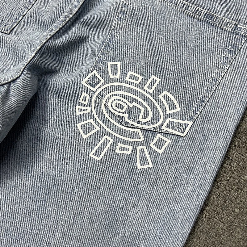 High Street ADWYSD Straight Jeans Sun Roll Street Trend Men Women Casual Always Do What You Should Do Straight Leg Jeans